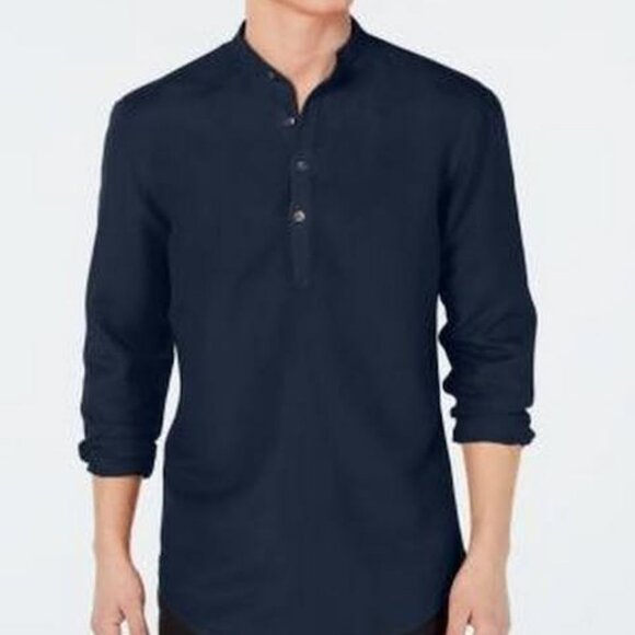 I.n.c. Mens Four-Button Linen Shirt - Picture 2 of 3